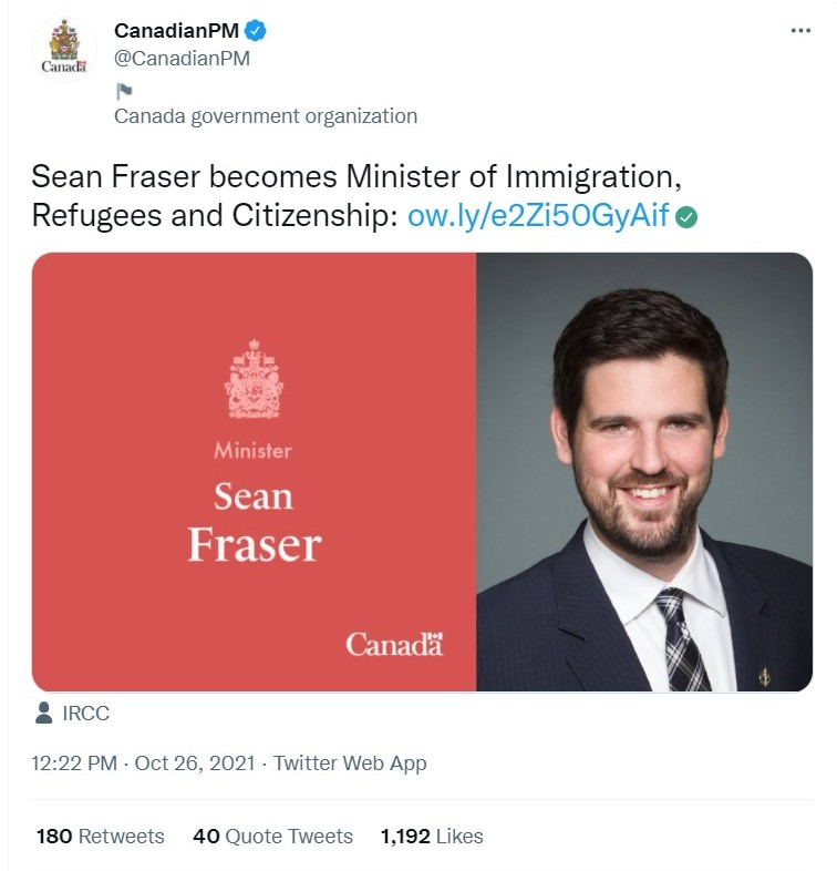 Trudeau Appoints a New Immigration Minister